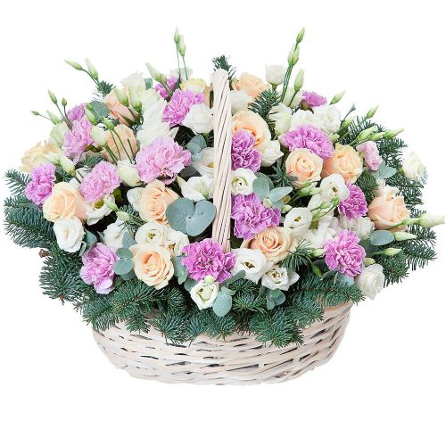 Цветочная композиция в корзине «Романтика»