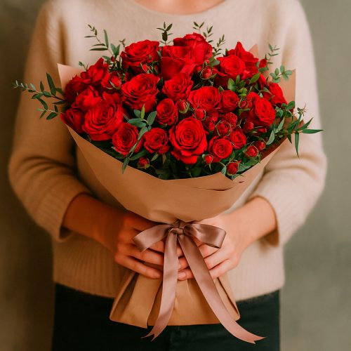 Букет цветов «Пламенное сердце»