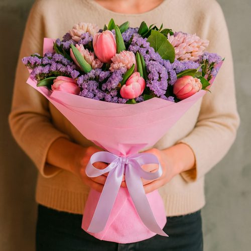 Букет цветов «Розовая венеция»