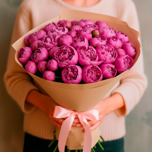 Монобукет пионов «Розовая Фантазия»